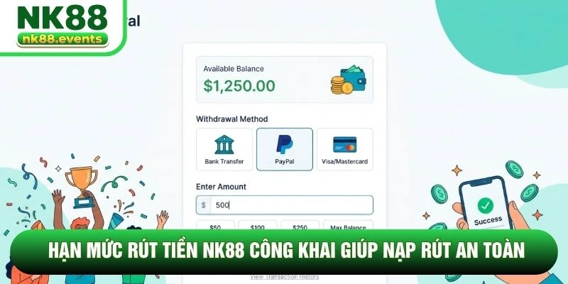 Hạn mức rút tiền NK88 công khai giúp nạp rút an toàn